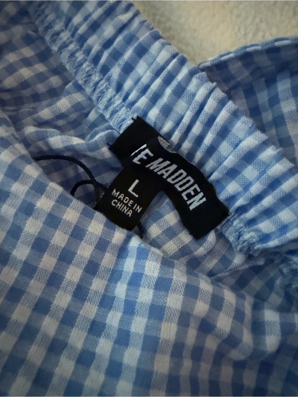 Steve Madden Ashlynn Midi Dress Blue White Gingham A-Line Bow Women’s L 10 NWOT - Picture 7 of 9
